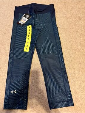 Under Armour Navy and Light Blue Geometric Capri Leggings
